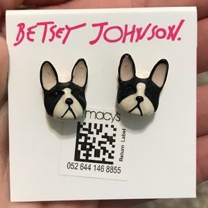 Betsey Johnson French Bull Dog Stud Earrings